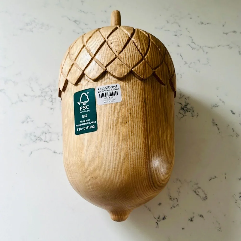 Crate&Barrel Large Wood Acorn Sculpture